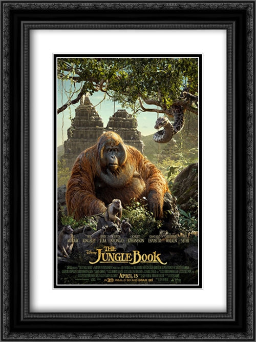 The Jungle Book 18x24 Black Ornate Wood Framed Movie Poster with Double Matting