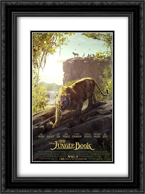The Jungle Book 18x24 Black Ornate Wood Framed Movie Poster with Double Matting