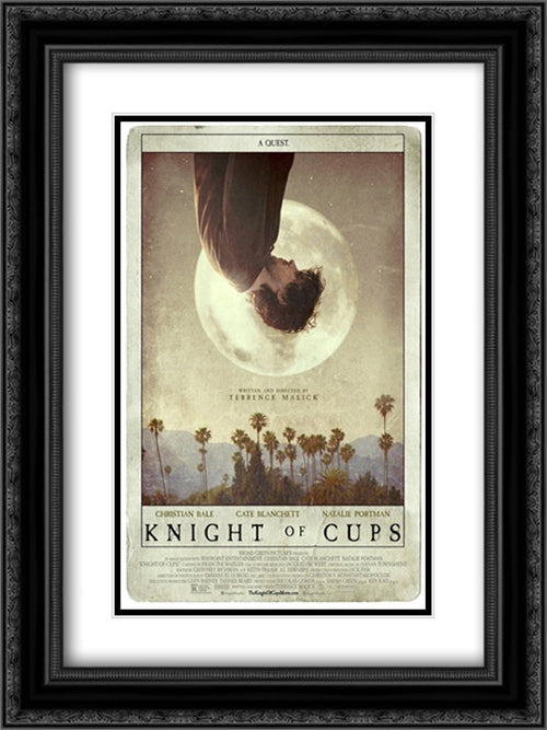 Knight of Cups 18x24 Black Ornate Wood Framed Movie Poster with Double Matting