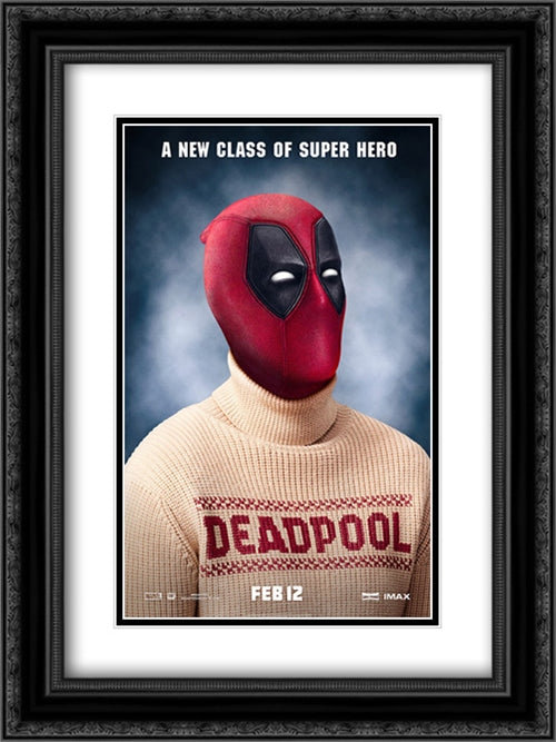 Deadpool 18x24 Black Ornate Wood Framed Movie Poster with Double Matting