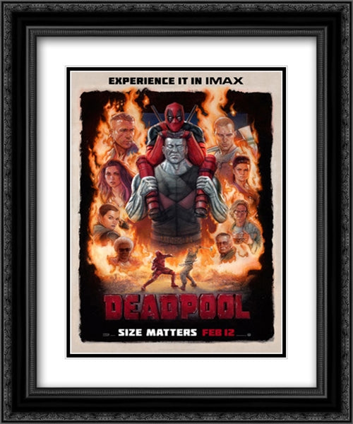 Deadpool 20x24 Black Ornate Wood Framed Movie Poster with Double Matting