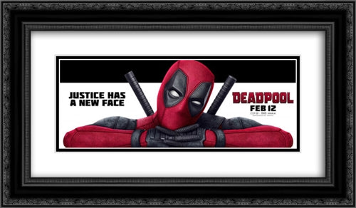 Deadpool 24x14 Black Ornate Wood Framed Movie Poster with Double Matting