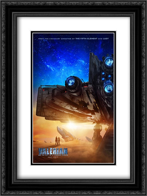 Valerian and the City of a Thousand Planets 18x24 Black Ornate Wood Framed Movie Poster with Double Matting