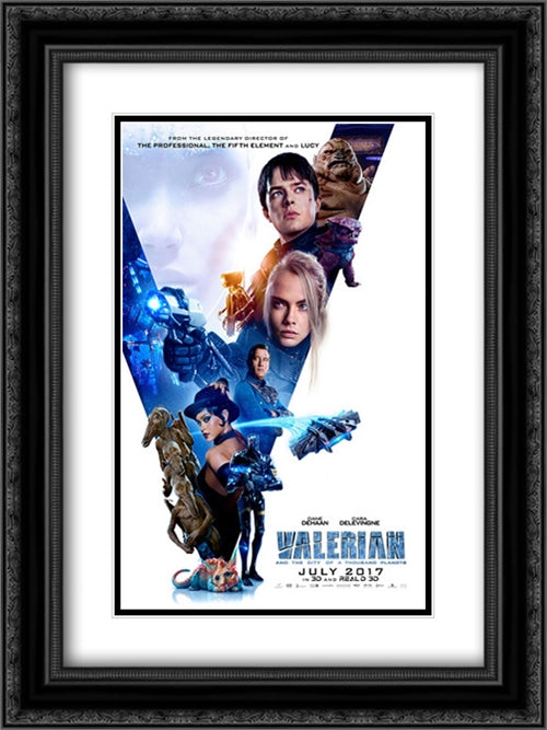 Valerian and the City of a Thousand Planets 18x24 Black Ornate Wood Framed Movie Poster with Double Matting