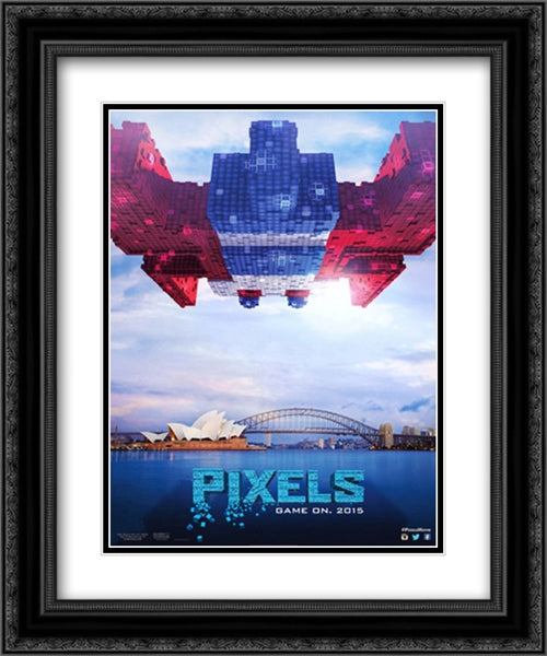 Pixels 20x24 Black Ornate Wood Framed Movie Poster with Double Matting