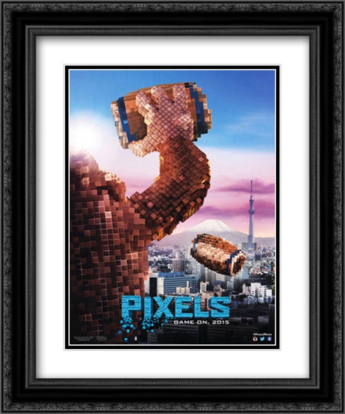 Pixels 20x24 Black Ornate Wood Framed Movie Poster with Double Matting