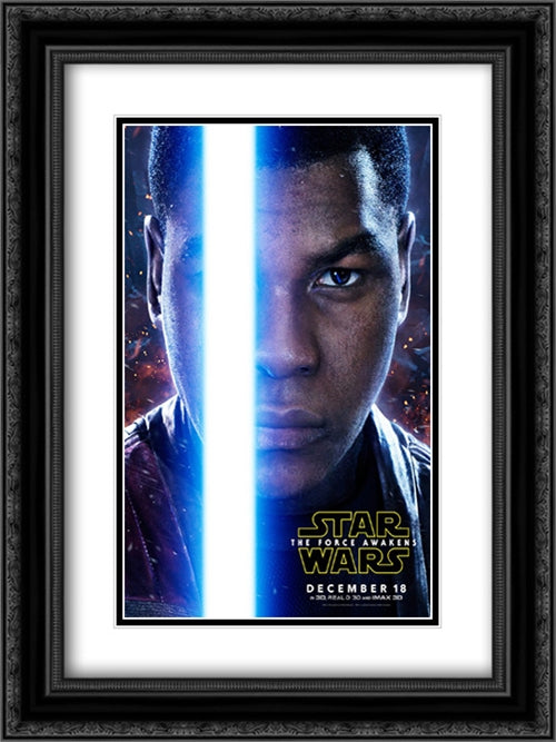 Star Wars: The Force Awakens 18x24 Black Ornate Wood Framed Movie Poster with Double Matting