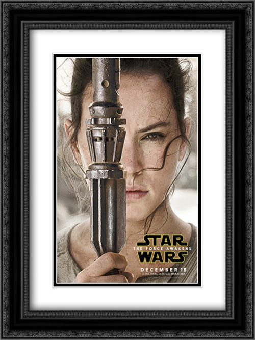 Star Wars: The Force Awakens 18x24 Black Ornate Wood Framed Movie Poster with Double Matting