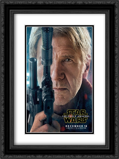 Star Wars: The Force Awakens 18x24 Black Ornate Wood Framed Movie Poster with Double Matting
