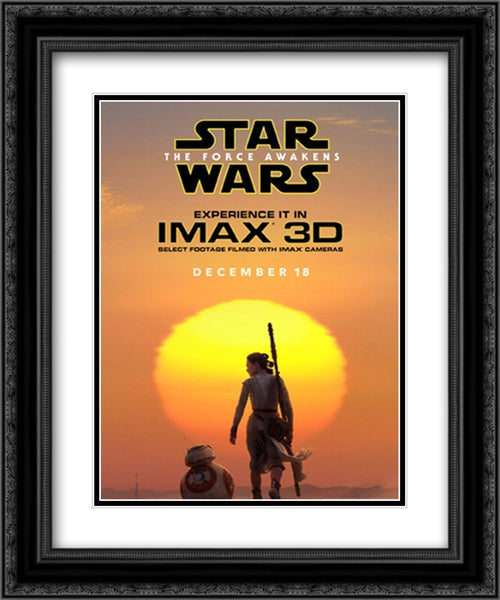 Star Wars: The Force Awakens 20x24 Black Ornate Wood Framed Movie Poster with Double Matting