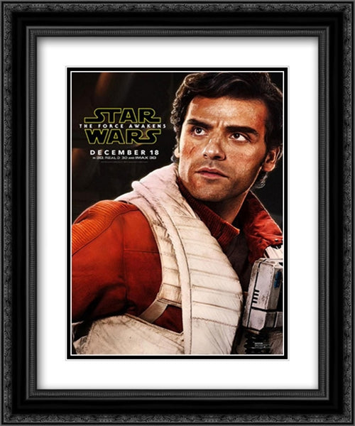 Star Wars: The Force Awakens 20x24 Black Ornate Wood Framed Movie Poster with Double Matting