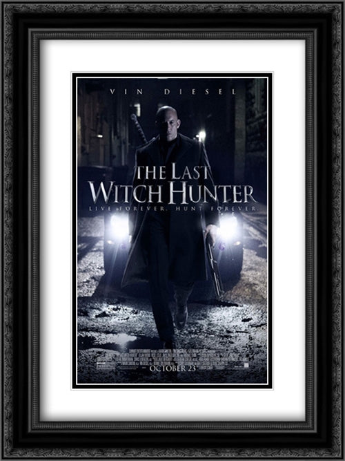 The Last Witch Hunter 18x24 Black Ornate Wood Framed Movie Poster with Double Matting
