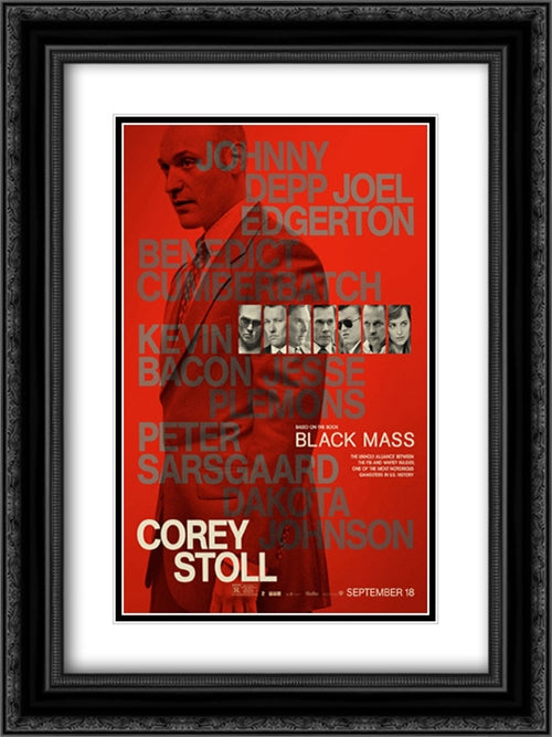 Black Mass 18x24 Black Ornate Wood Framed Movie Poster with Double Matting
