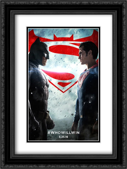 Batman V Superman: Dawn of Justice 18x24 Black Ornate Wood Framed Movie Poster with Double Matting