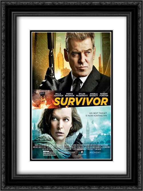 Survivor 18x24 Black Ornate Wood Framed Movie Poster with Double Matting