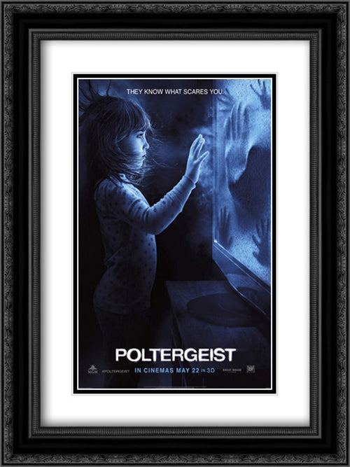Poltergeist 18x24 Black Ornate Wood Framed Movie Poster with Double Matting