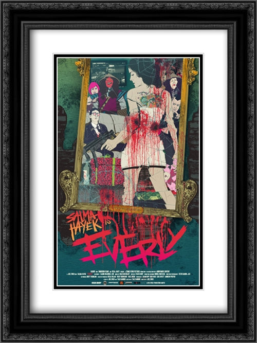 Everly 18x24 Black Ornate Wood Framed Movie Poster with Double Matting