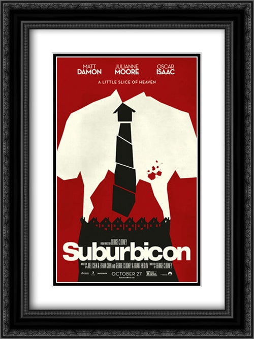 Suburbicon 18x24 Black Ornate Wood Framed Movie Poster with Double Matting