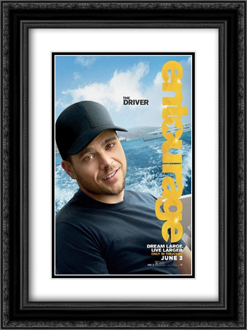 Entourage 18x24 Black Ornate Wood Framed Movie Poster with Double Matting