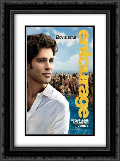 Entourage 18x24 Black Ornate Wood Framed Movie Poster with Double Matting