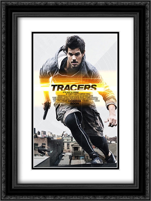 Tracers 18x24 Black Ornate Wood Framed Movie Poster with Double Matting