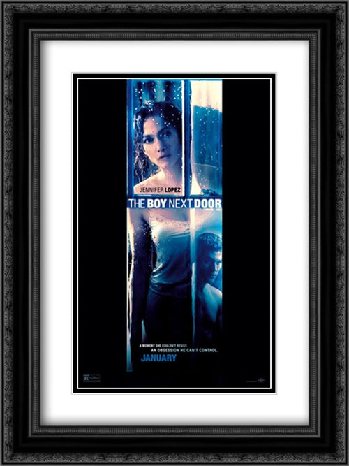 The Boy Next Door 18x24 Black Ornate Wood Framed Movie Poster with Double Matting