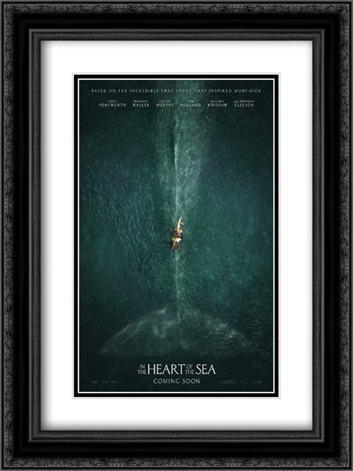 In the Heart of the Sea 18x24 Black Ornate Wood Framed Movie Poster with Double Matting