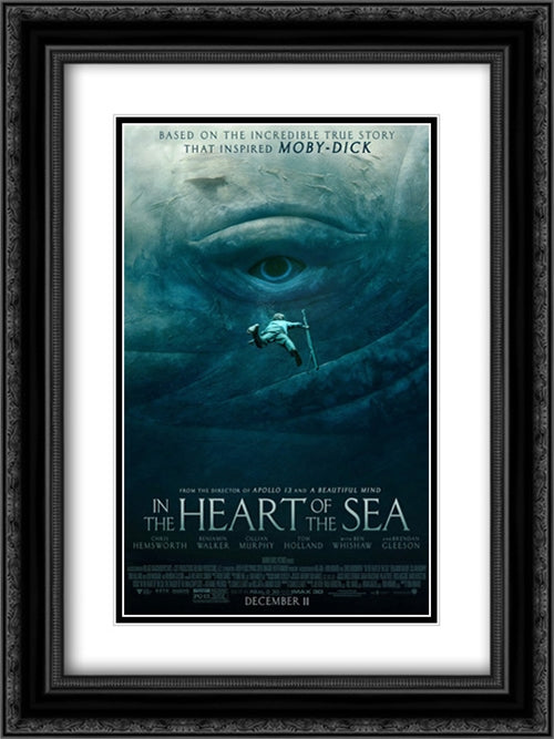 In the Heart of the Sea 18x24 Black Ornate Wood Framed Movie Poster with Double Matting