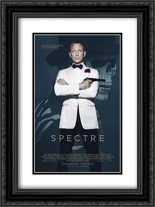 007 Spectre 18x24 Black Ornate Wood Framed Movie Poster with Double Matting