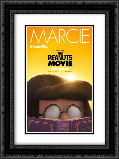 The Peanuts Movie 18x24 Black Ornate Wood Framed Movie Poster with Double Matting
