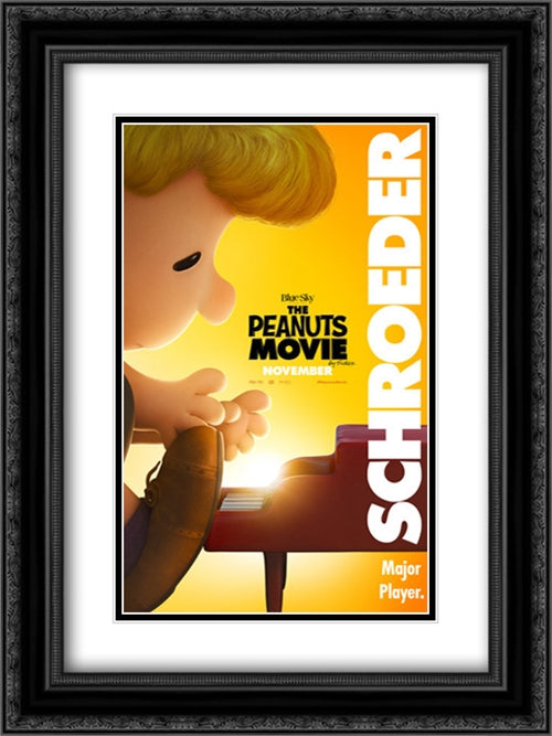 The Peanuts Movie 18x24 Black Ornate Wood Framed Movie Poster with Double Matting