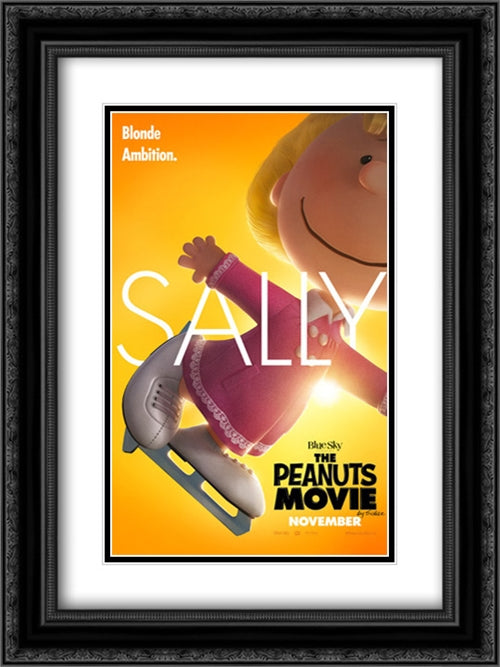 The Peanuts Movie 18x24 Black Ornate Wood Framed Movie Poster with Double Matting