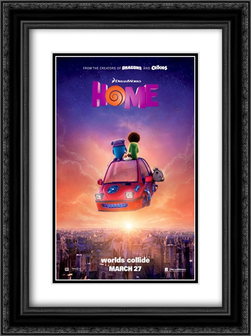 Home 18x24 Black Ornate Wood Framed Movie Poster with Double Matting