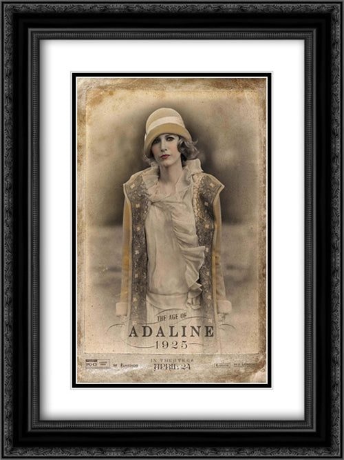 The Age of Adaline 18x24 Black Ornate Wood Framed Movie Poster with Double Matting