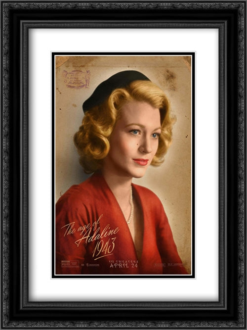 The Age of Adaline 18x24 Black Ornate Wood Framed Movie Poster with Double Matting
