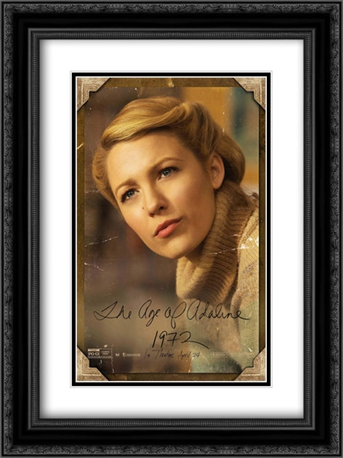 The Age of Adaline 18x24 Black Ornate Wood Framed Movie Poster with Double Matting