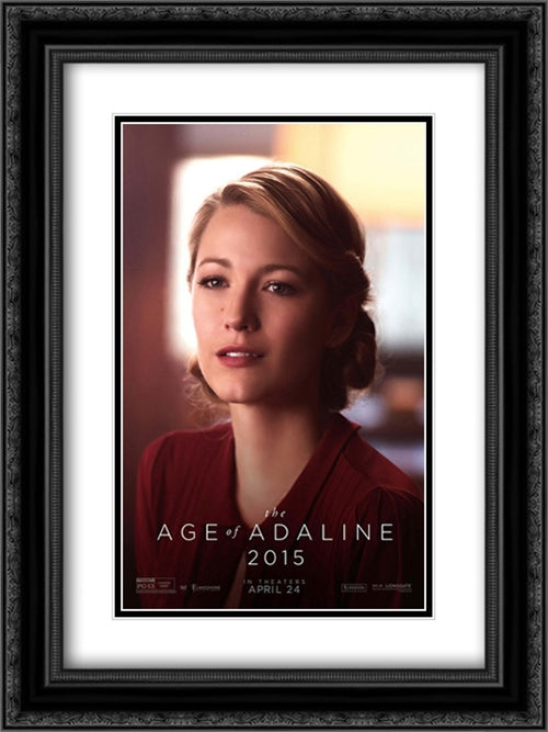 The Age of Adaline 18x24 Black Ornate Wood Framed Movie Poster with Double Matting