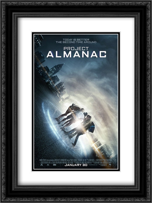 Project Almanac 18x24 Black Ornate Wood Framed Movie Poster with Double Matting