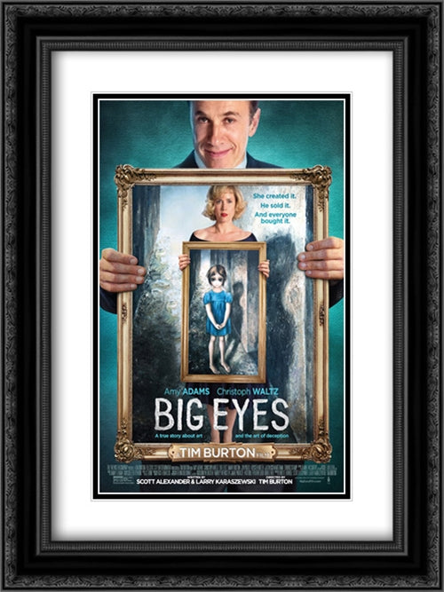 Big Eyes 18x24 Black Ornate Wood Framed Movie Poster with Double Matting