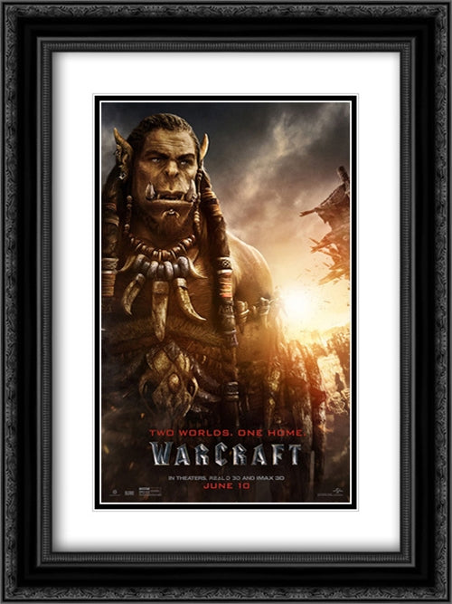 Warcraft 18x24 Black Ornate Wood Framed Movie Poster with Double Matting