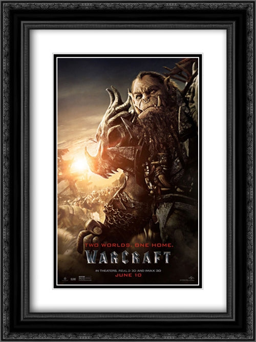 Warcraft 18x24 Black Ornate Wood Framed Movie Poster with Double Matting