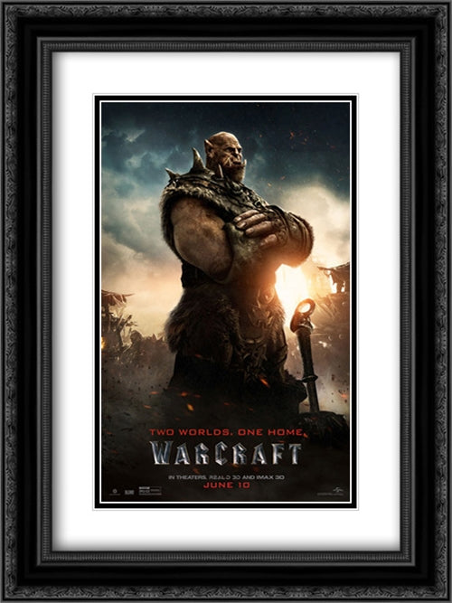 Warcraft 18x24 Black Ornate Wood Framed Movie Poster with Double Matting