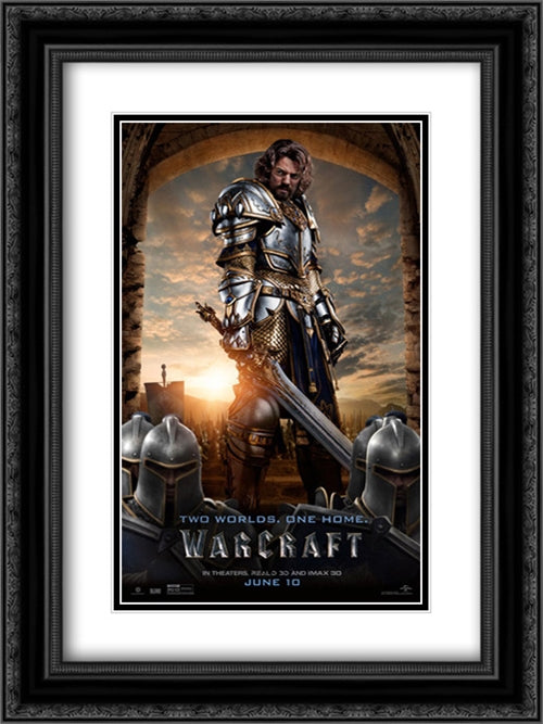 Warcraft 18x24 Black Ornate Wood Framed Movie Poster with Double Matting