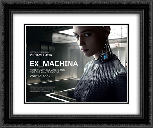 Ex Machina 24x20 Black Ornate Wood Framed Movie Poster with Double Matting