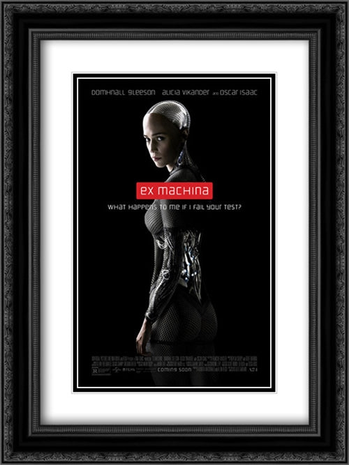 Ex Machina 18x24 Black Ornate Wood Framed Movie Poster with Double Matting