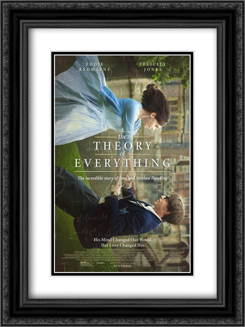 The Theory of Everything 18x24 Black Ornate Wood Framed Movie Poster with Double Matting