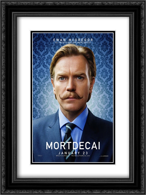 Mortdecai 18x24 Black Ornate Wood Framed Movie Poster with Double Matting