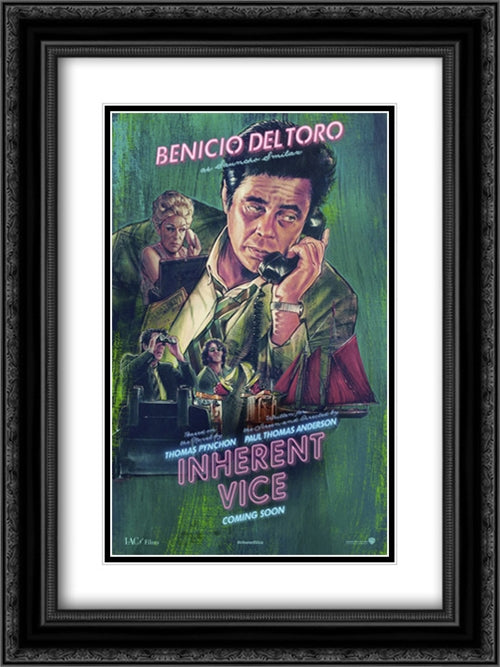 Inherent Vice 18x24 Black Ornate Wood Framed Movie Poster with Double Matting