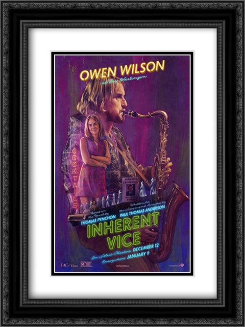Inherent Vice 18x24 Black Ornate Wood Framed Movie Poster with Double Matting