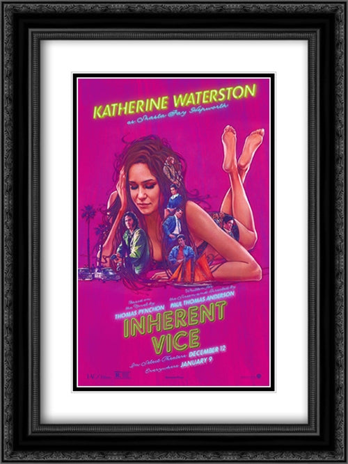 Inherent Vice 18x24 Black Ornate Wood Framed Movie Poster with Double Matting